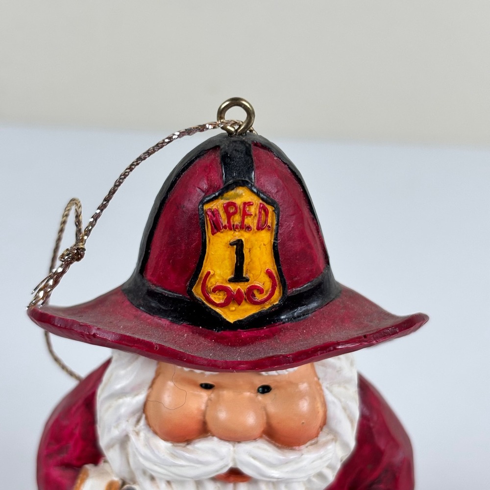 VTG Kurt Adler Firefighter Santa Ornament Handcrafted Resin North Pool FD 4.5" - Picture 2 of 9